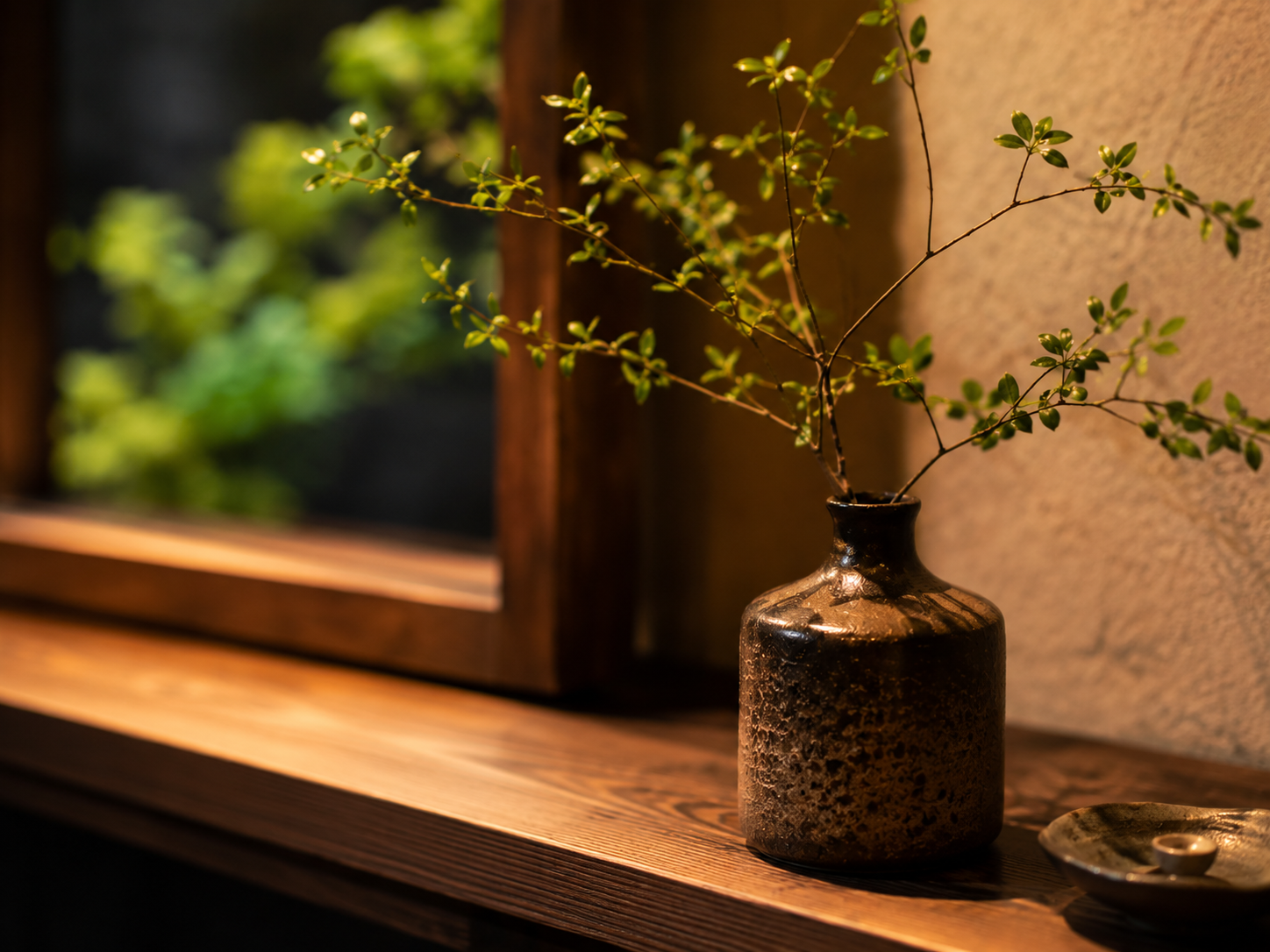 窓辺に飾られた一輪の植物